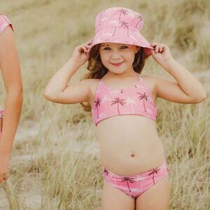 Snapper‎ Rock Kids' Palm Paradise Sustainable X Back Bikini Pink 8